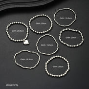 7 PCS Silver Heart Charm Beaded Bracelet Set