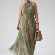 Mirelle Gathered Halter Midi Dress – Floral