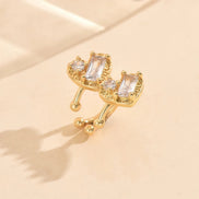 3 PCS Gold Crystal Cuff Earring Set
