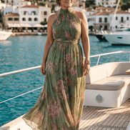 Mirelle Gathered Halter Midi Dress – Floral