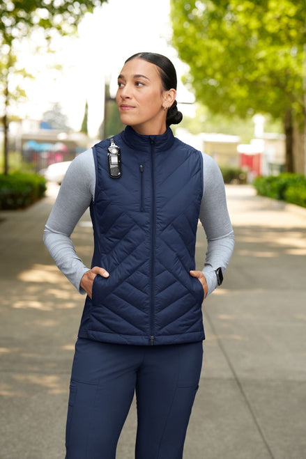 Navy Quilted Scrub Vest