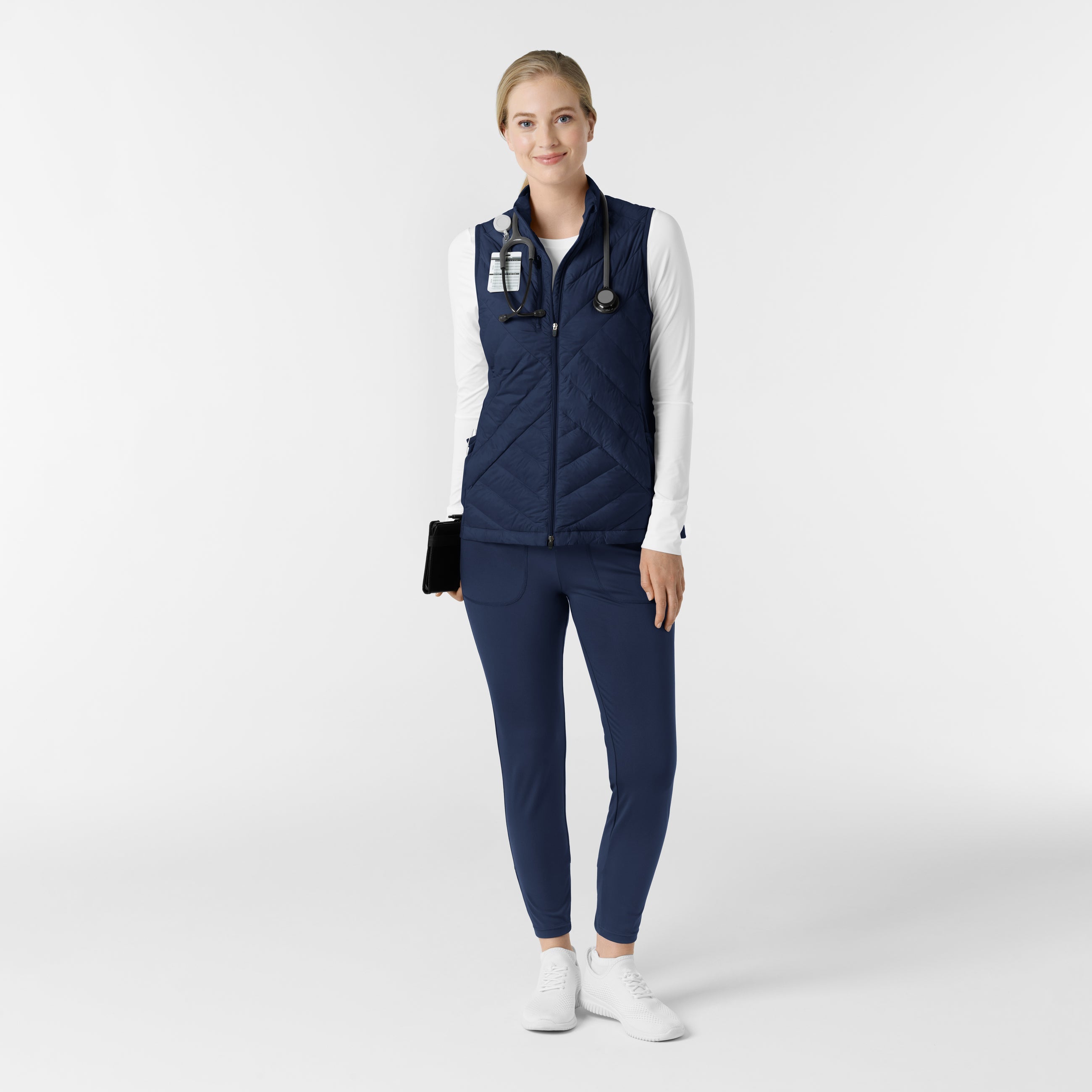 Navy Quilted Scrub Vest