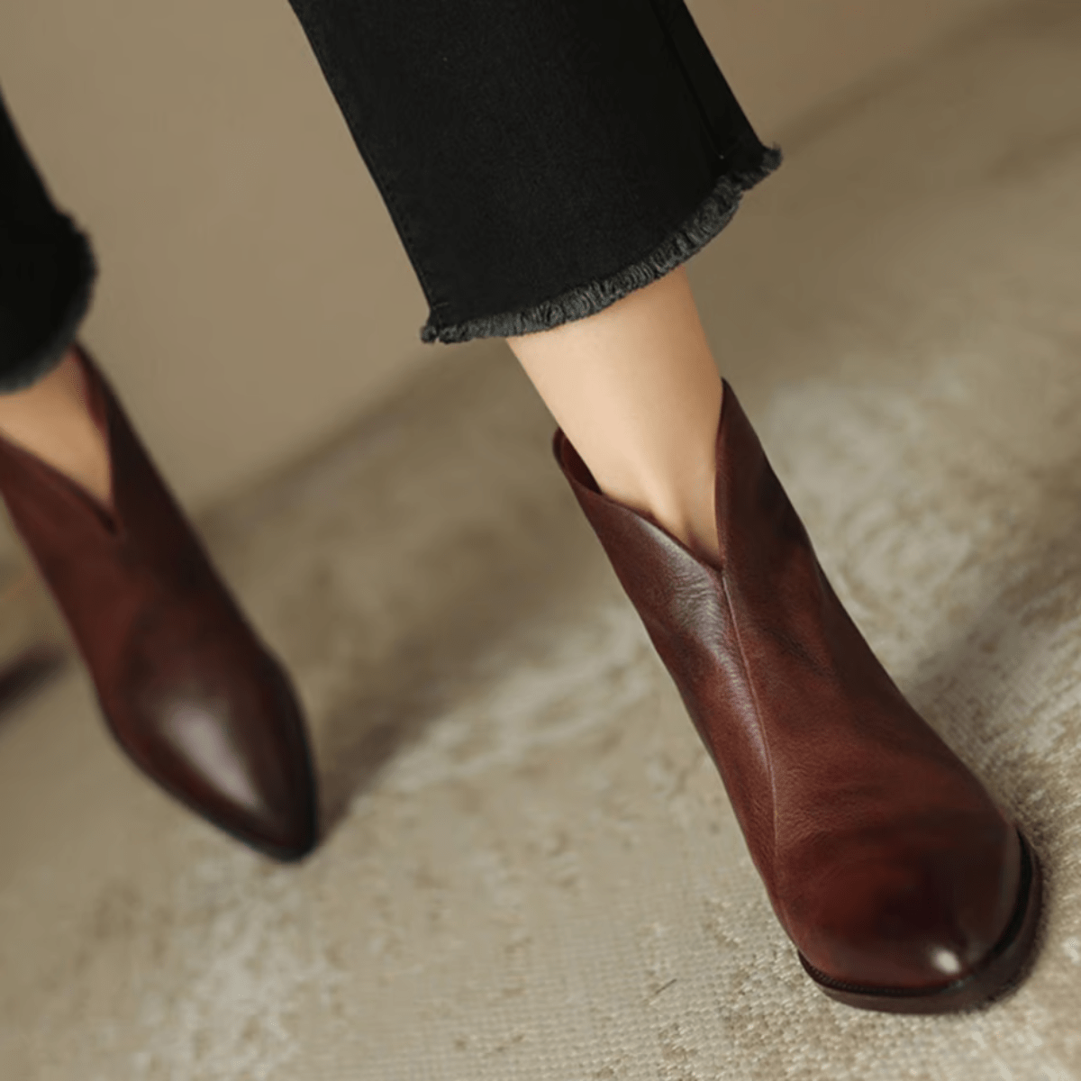 Ann Luxury Low-Heel Ankle Boots