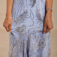 A-Line Maxi Dress – Mesh Sequin High-Low Hem