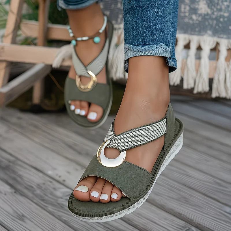 Skylar Flat Sandals With Metal Buckle