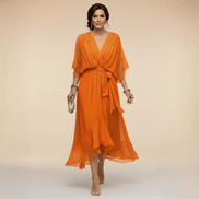 Nica Elegant V-Neck Chiffon Dress