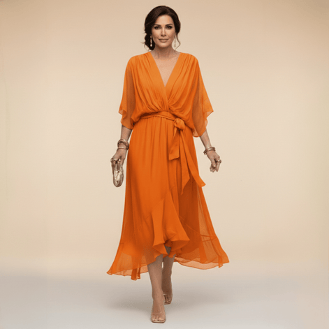 Nica Elegant V-Neck Chiffon Dress