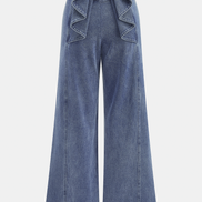 Bow Back High-Waist Wide-Leg Jeans