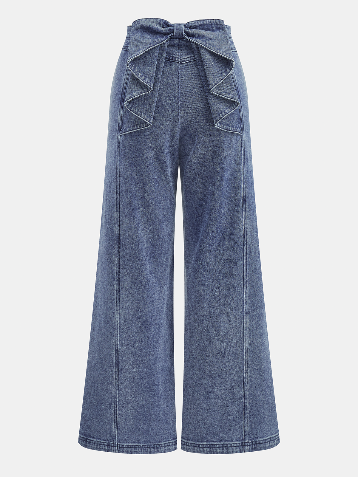 Bow Back High-Waist Wide-Leg Jeans