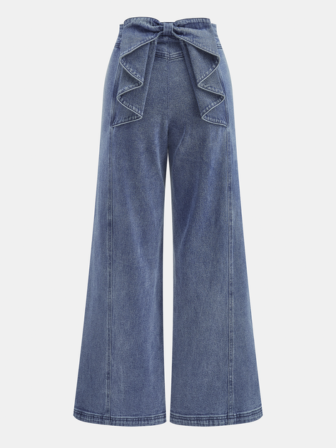 Bow Back High-Waist Wide-Leg Jeans