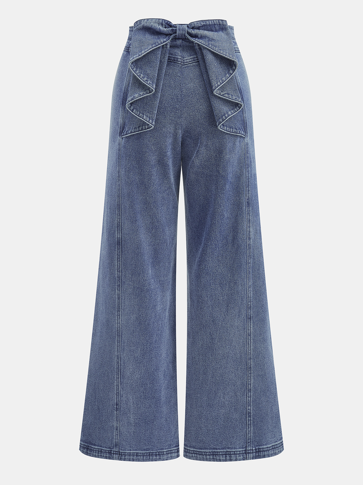 Bow Back High-Waist Wide-Leg Jeans