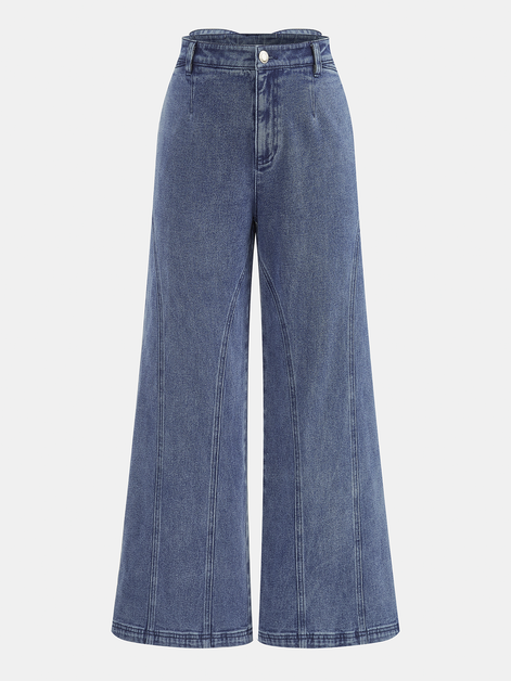 Bow Back High-Waist Wide-Leg Jeans