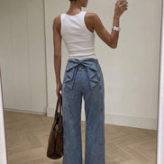 Bow Back High-Waist Wide-Leg Jeans