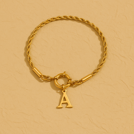 Anchor Clasp Initial Bracelet