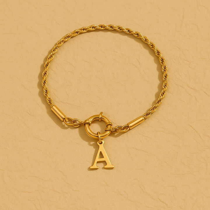 Anchor Clasp Initial Bracelet