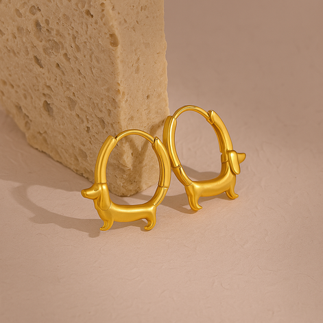 Dachshund Dog Hoop Earrings