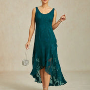 Floral Chiffon Evening Gown – Asymmetrical Hem