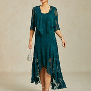 Floral Chiffon Evening Gown – Asymmetrical Hem