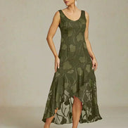 Floral Chiffon Evening Gown – Asymmetrical Hem