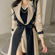 Two-Tone Belted Wrap Trench Coat