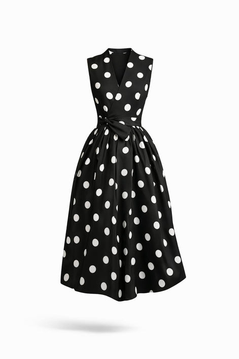 Polka Chic Wrap Midi Dress
