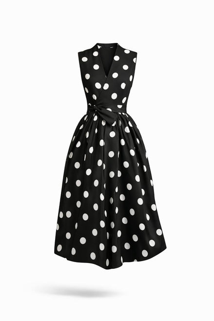 Polka Chic Wrap Midi Dress