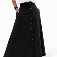 Buttoned A-Line Maxi Skirt