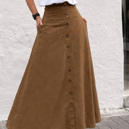 Buttoned A-Line Maxi Skirt