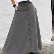 Buttoned A-Line Maxi Skirt