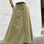 Buttoned A-Line Maxi Skirt