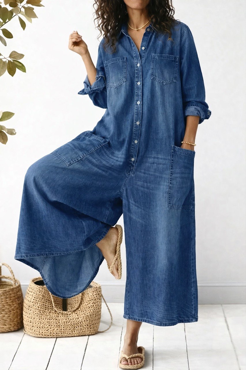 Denim Relaxed Fit Jumpsuit