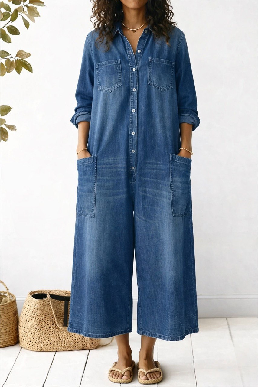 Denim Relaxed Fit Jumpsuit