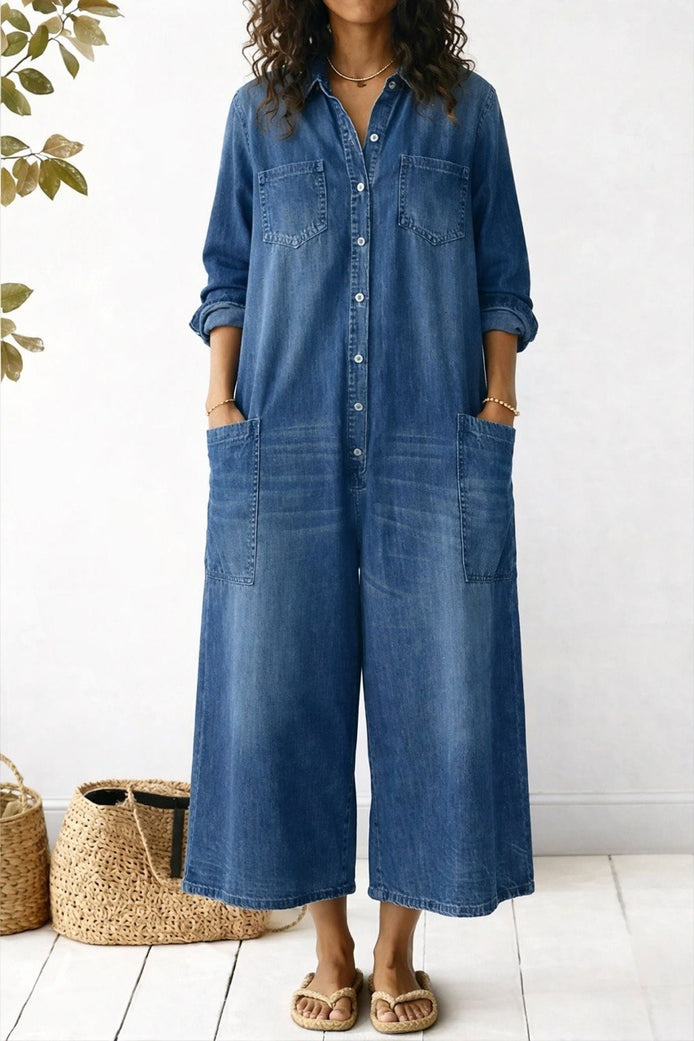 Denim Relaxed Fit Jumpsuit