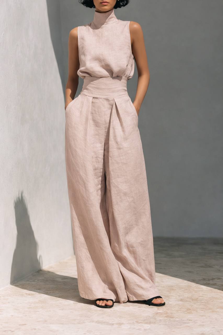 Linen Wide Leg Jumpsuit