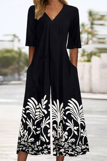 Floral Print Half Sleeve Jumpsuit