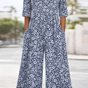 Floral Print Half Sleeve Jumpsuit