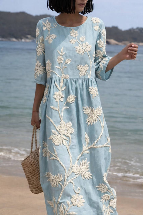 Summer Bloom Embroidered Dress