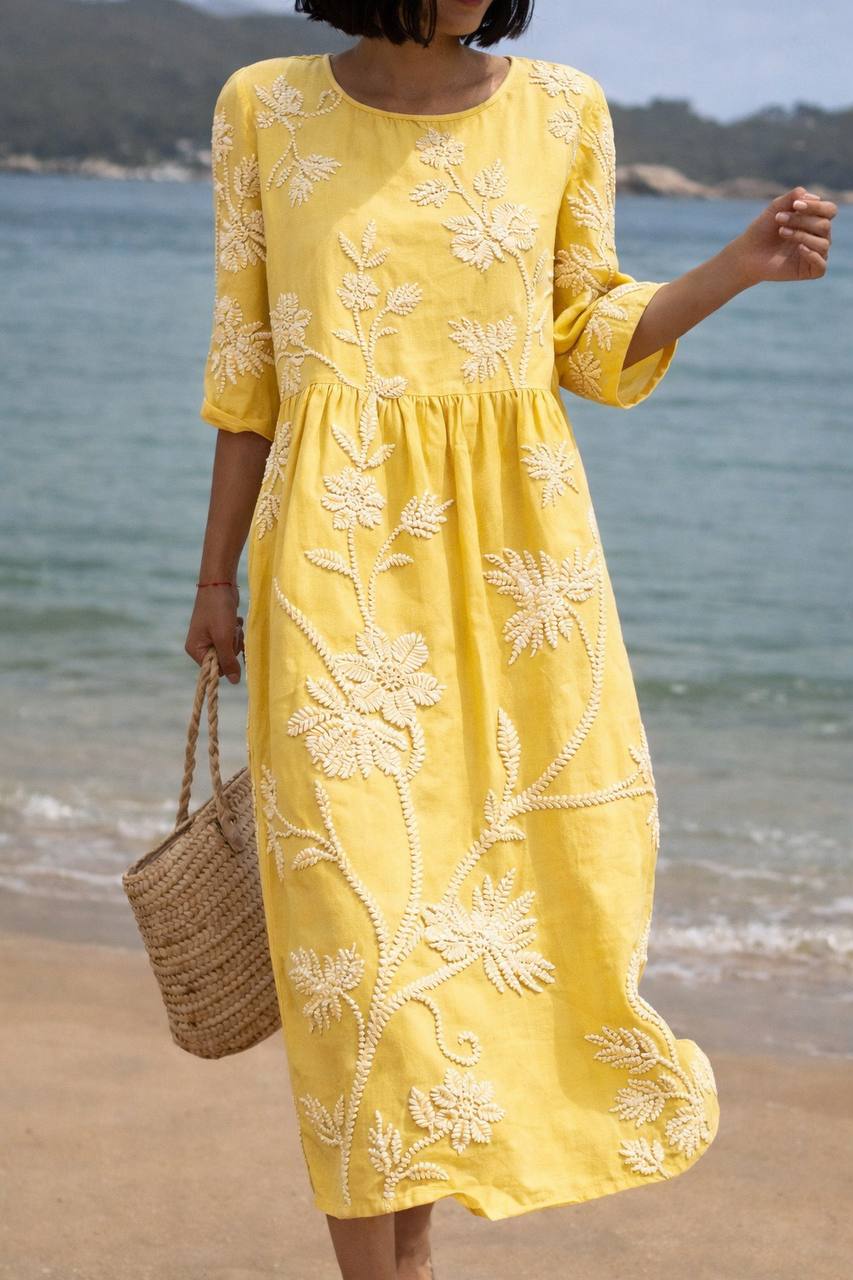 Summer Bloom Embroidered Dress