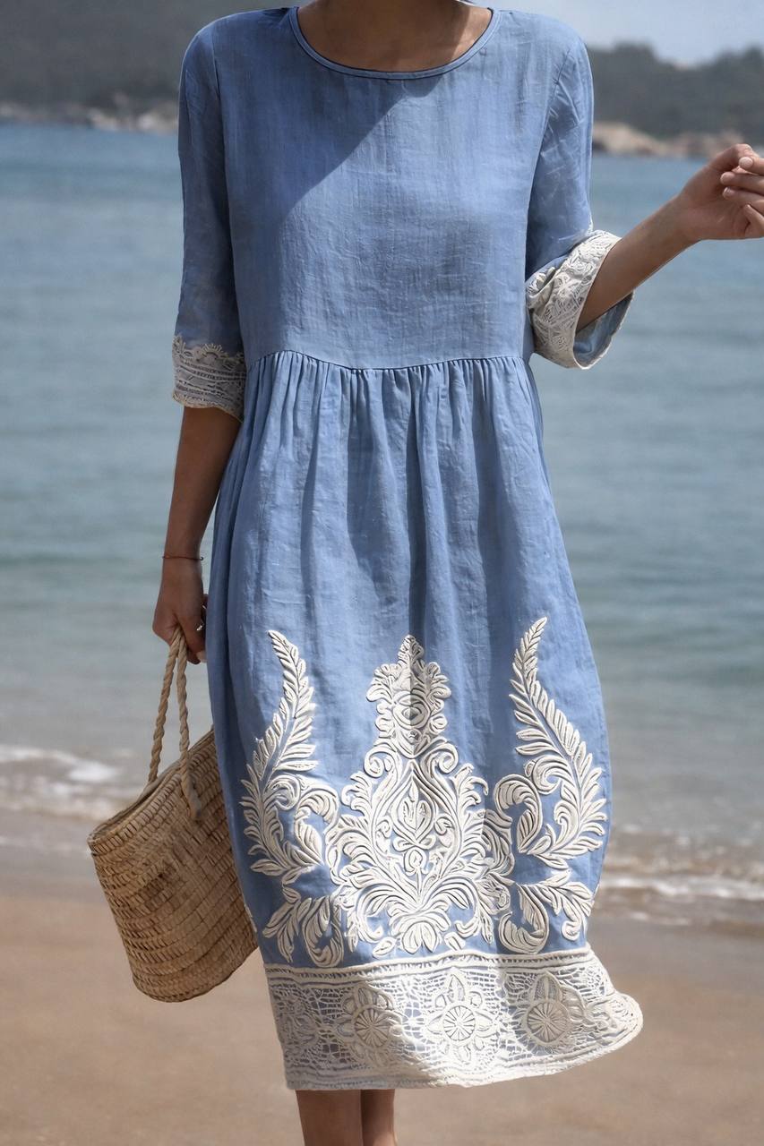 Coastal Breeze Embroidered Dress