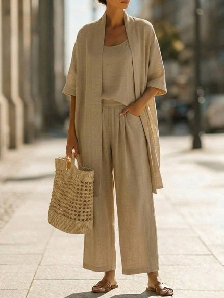 Isabella Linen-Cotton Three-Piece Set