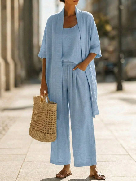 Isabella Linen-Cotton Three-Piece Set