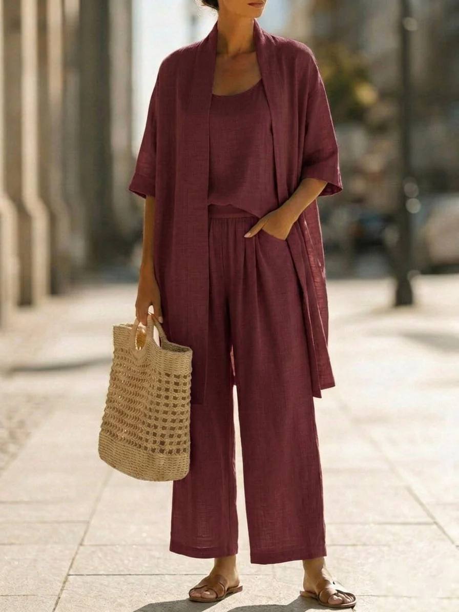 Isabella Linen-Cotton Three-Piece Set