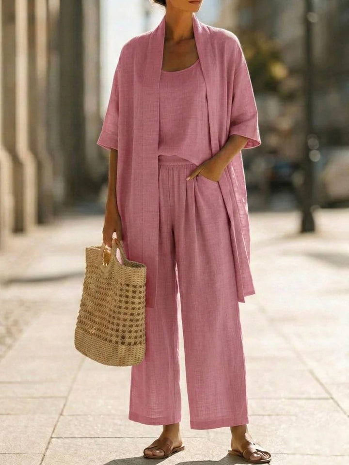 ISABELLA EFFORTLESS LINEN-COTTON THREE PIECE SET
