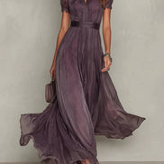Ashley Vintage Elegant Chiffon Maxi Dress