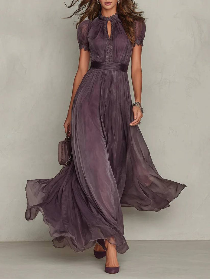 Ashley Vintage Elegant Chiffon Maxi Dress