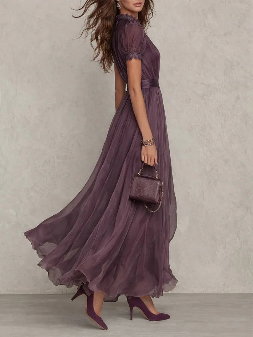 Ashley Vintage Elegant Chiffon Maxi Dress