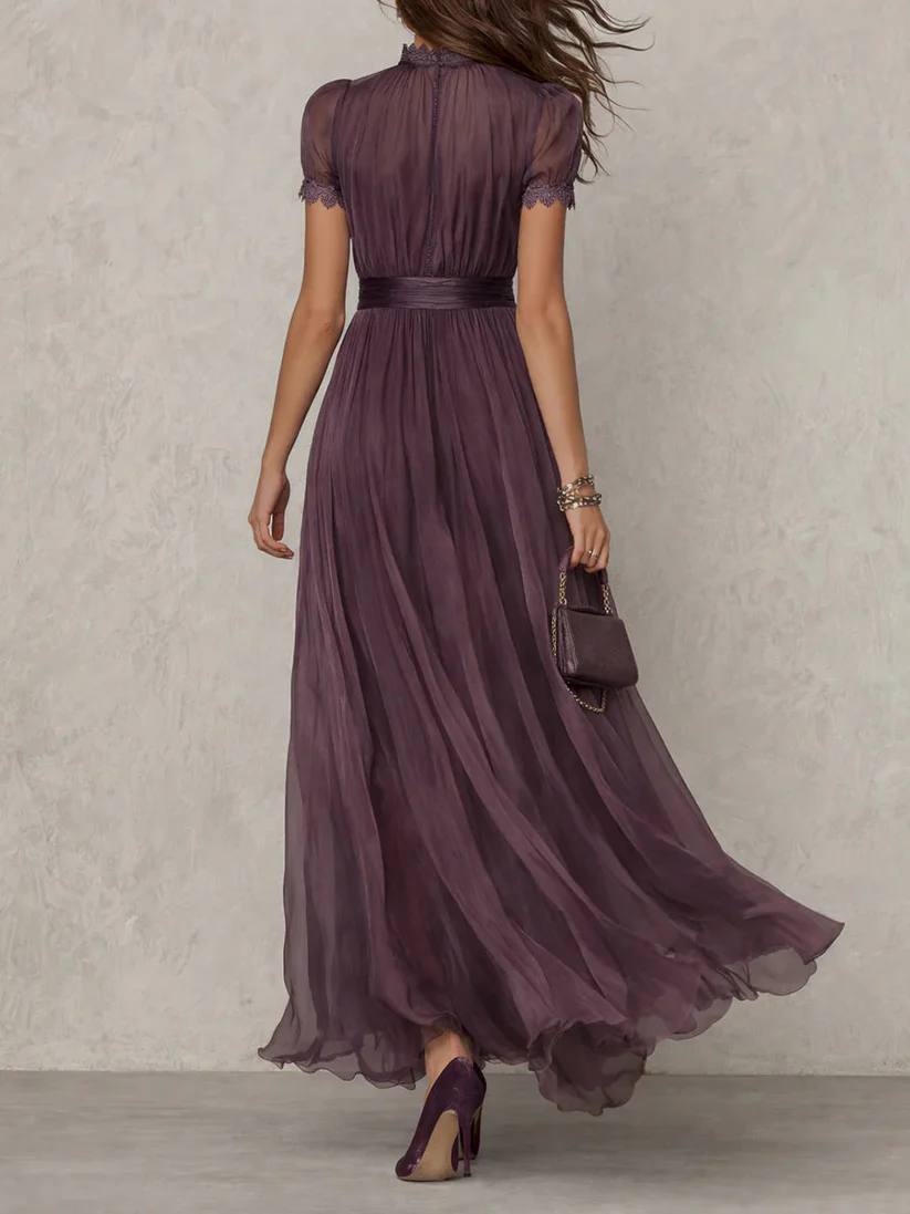 Ashley Vintage Elegant Chiffon Maxi Dress