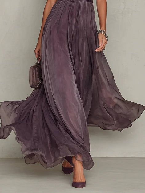 Ashley Vintage Elegant Chiffon Maxi Dress