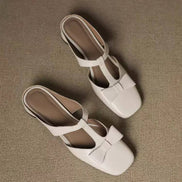 Elegant Bow T-Strap Flat Mules