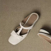 Elegant Bow T-Strap Flat Mules